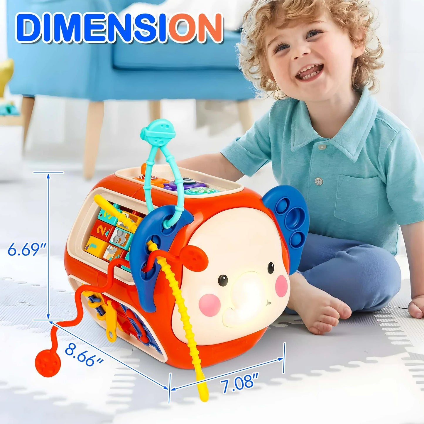 Ucades Kids Baby Activity Cube with Music, 20 in 1 Baby Toys for 1 2 Year Old Girls Boy Gifts, Montessori Toys for Toddlers First Birthday Gift, Educational Learning Boy Toys 12-18 Months