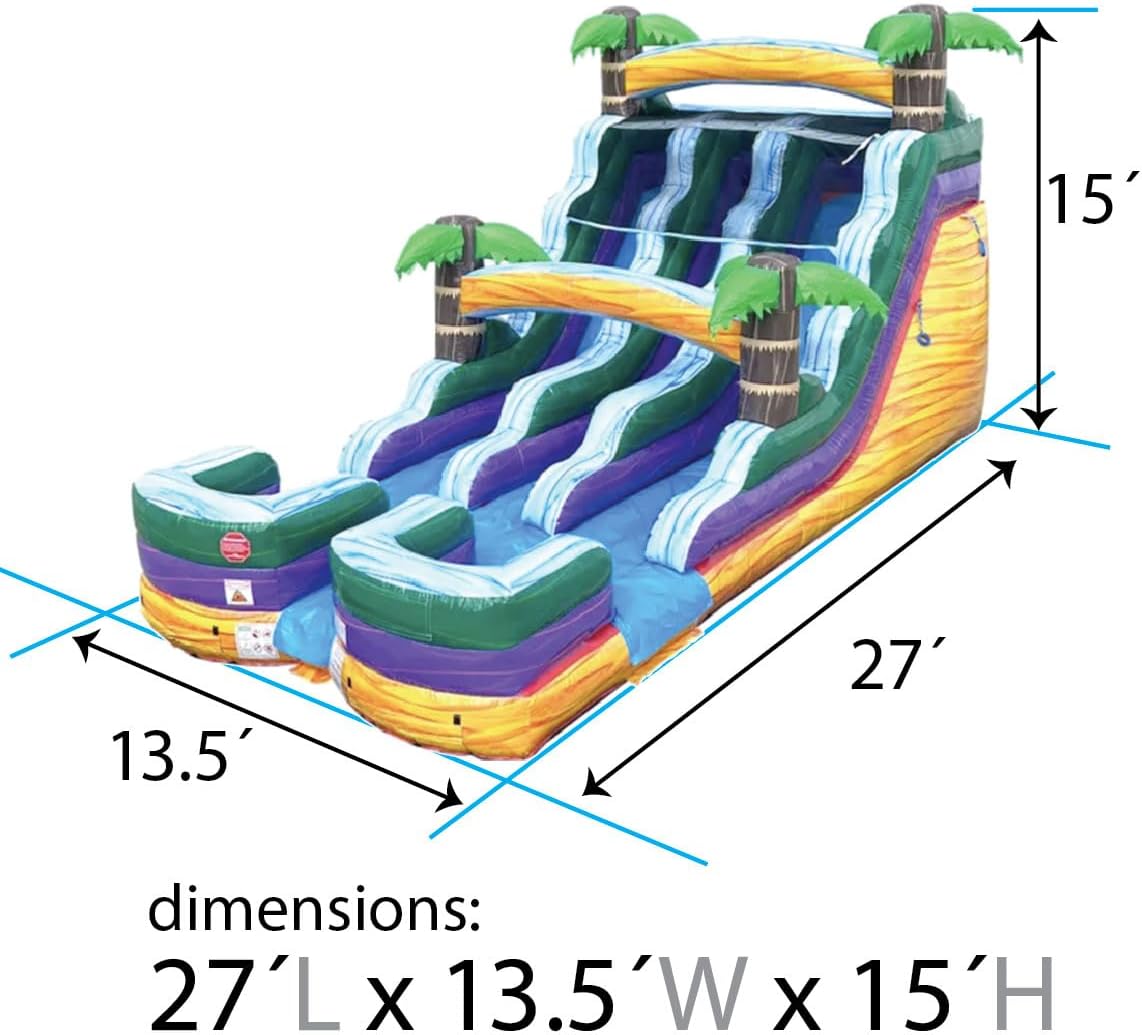 Ucades Double Lane Inflatable Water Slide for Kids and Adults, Commercial Grade Giant Blow Up Backyard Water Fun, includes Electric Air Blower