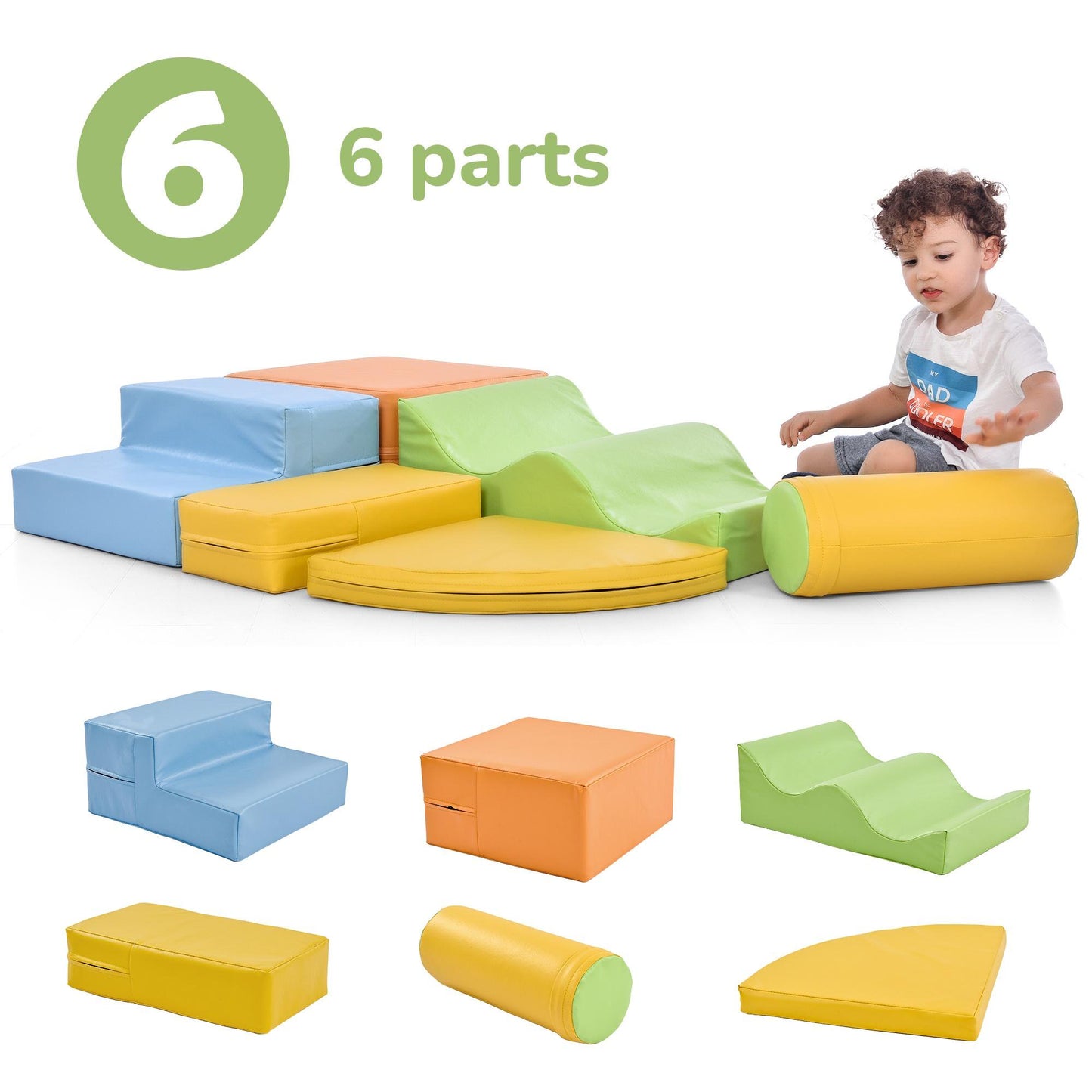 Ucades Foam Climbing Blocks for Toddler Foam Climbing Set 6Pcs Kids Climb Soft Activity Playset Play Equipment Toys Indoor