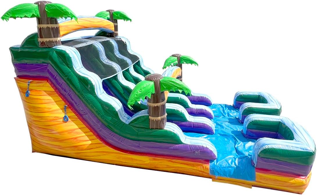 Ucades Double Lane Inflatable Water Slide for Kids and Adults, Commercial Grade Giant Blow Up Backyard Water Fun, includes Electric Air Blower