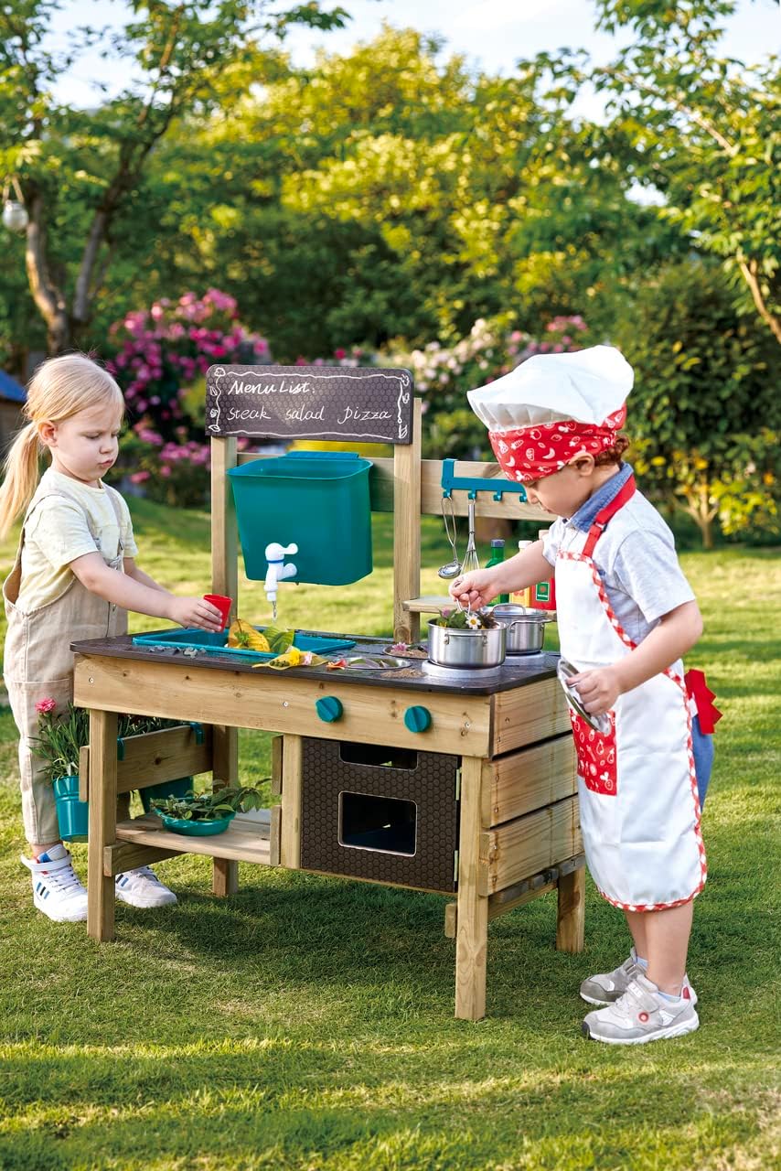 Outdoor Kitchen | Mud Kitchen Wooden Toy Playset With Accessories, for Children Ages 3+ Years