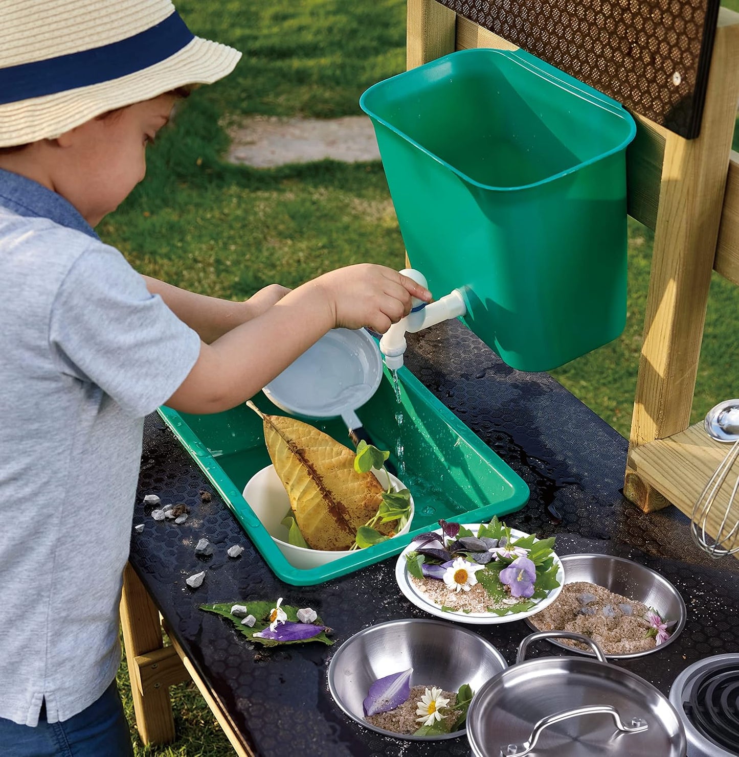 Outdoor Kitchen | Mud Kitchen Wooden Toy Playset With Accessories, for Children Ages 3+ Years