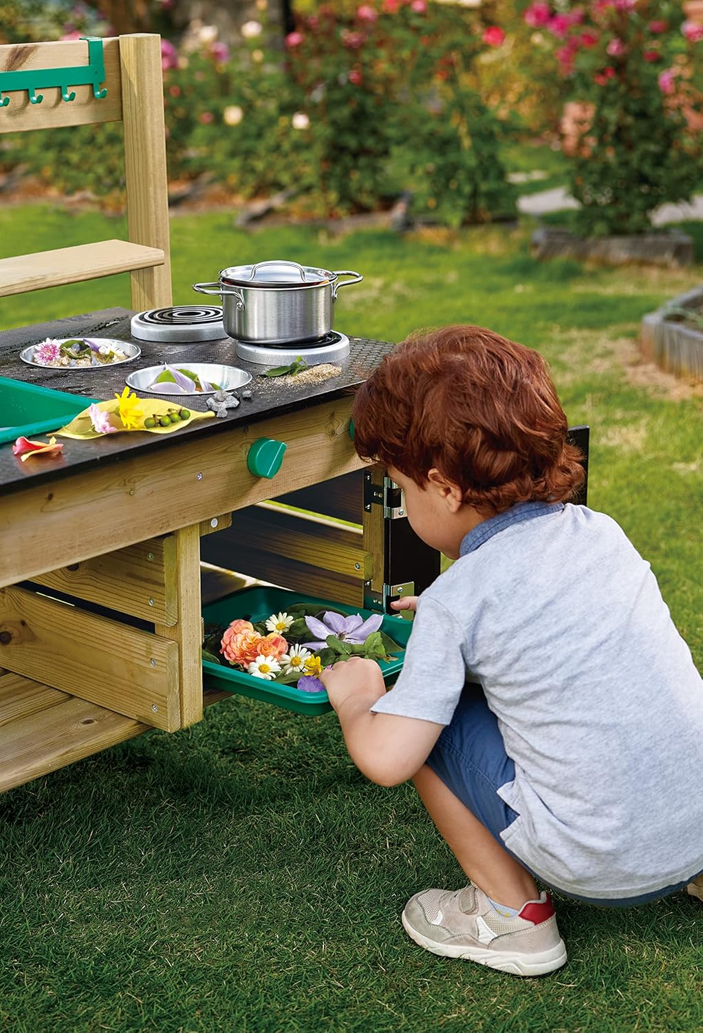 Outdoor Kitchen | Mud Kitchen Wooden Toy Playset With Accessories, for Children Ages 3+ Years