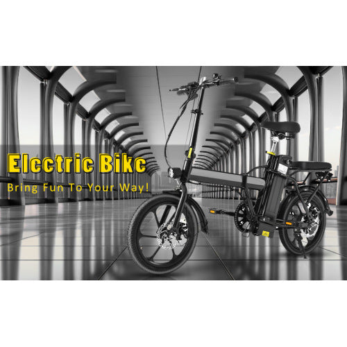 500W Motor Adult Electric Bicycle - 15.5 MPH Top Speed 42V 10.4AH Removable Battery, Multi-Shock Absorption w/ 16" Tires Foldable City Commuter E-Bike