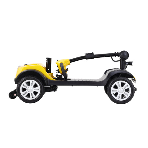 300W Motorized Compact Travel Mobility Scooter - 4-Wheel Design for Adults up to 300lbs, Eco-Friendly Yellow