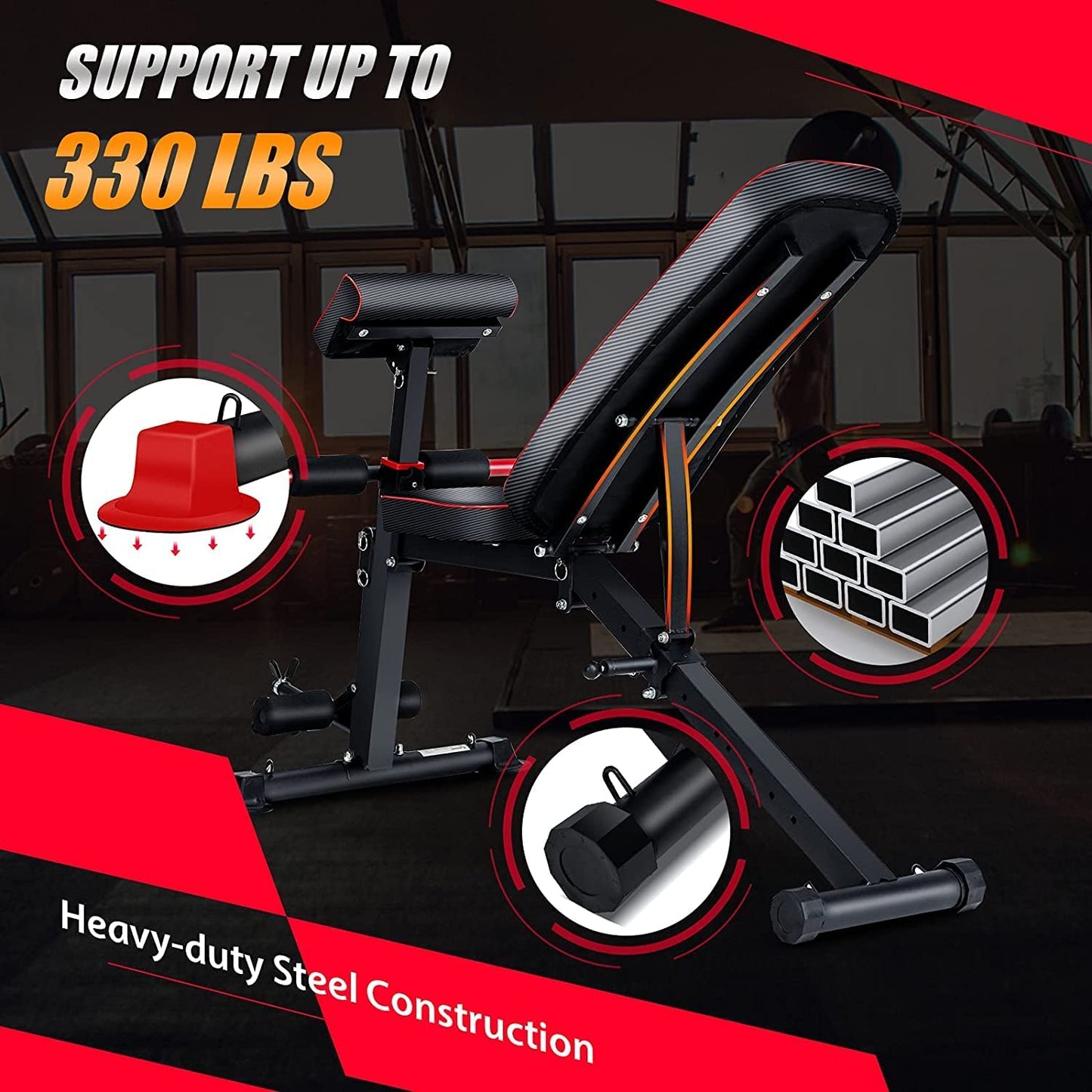 Adjustable Weight Bench multi-function Workout Bench for Home Gym,Foldable Incline Decline Benches for Full Body Workout 660LBS