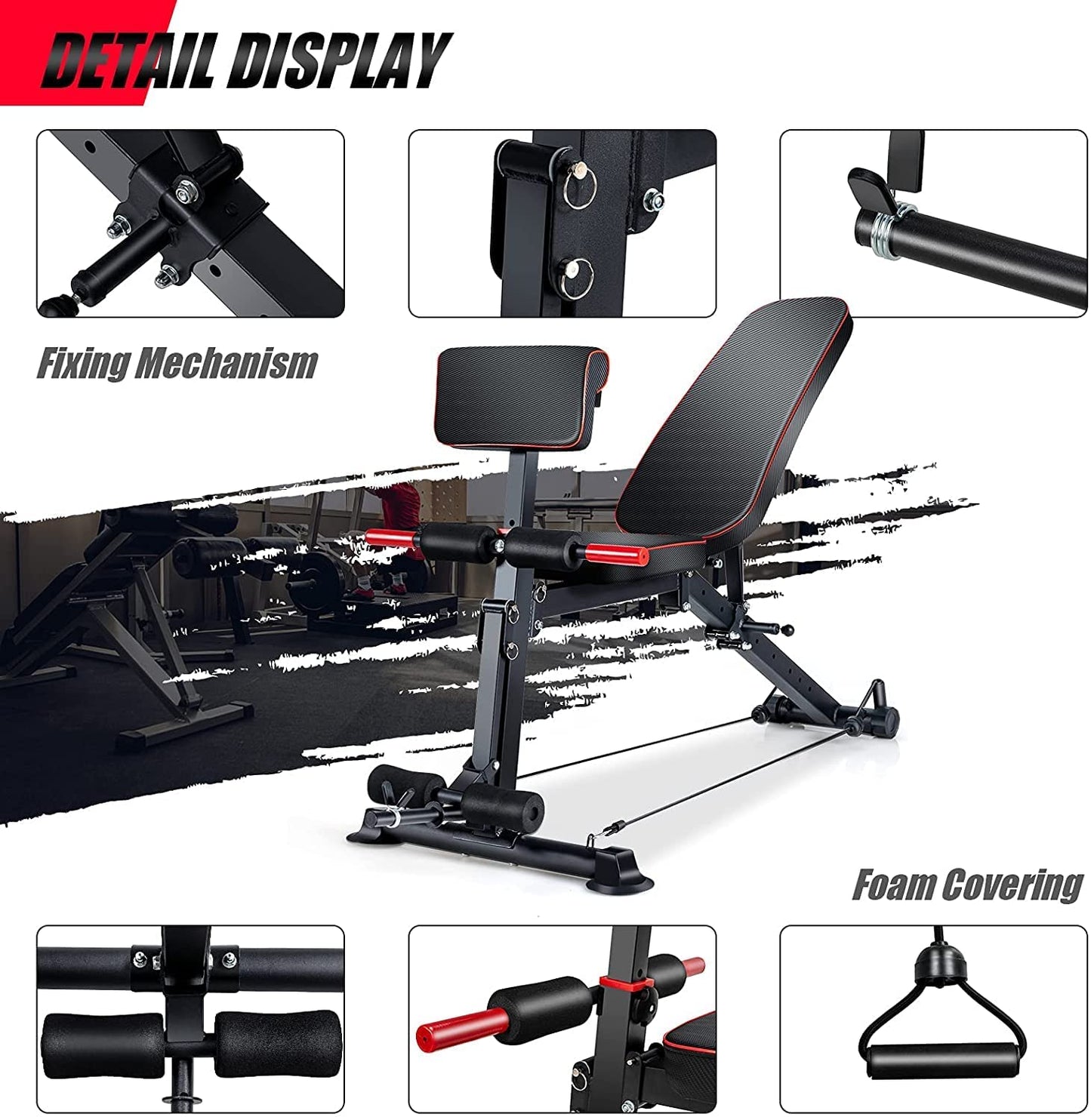 Adjustable Weight Bench multi-function Workout Bench for Home Gym,Foldable Incline Decline Benches for Full Body Workout 660LBS