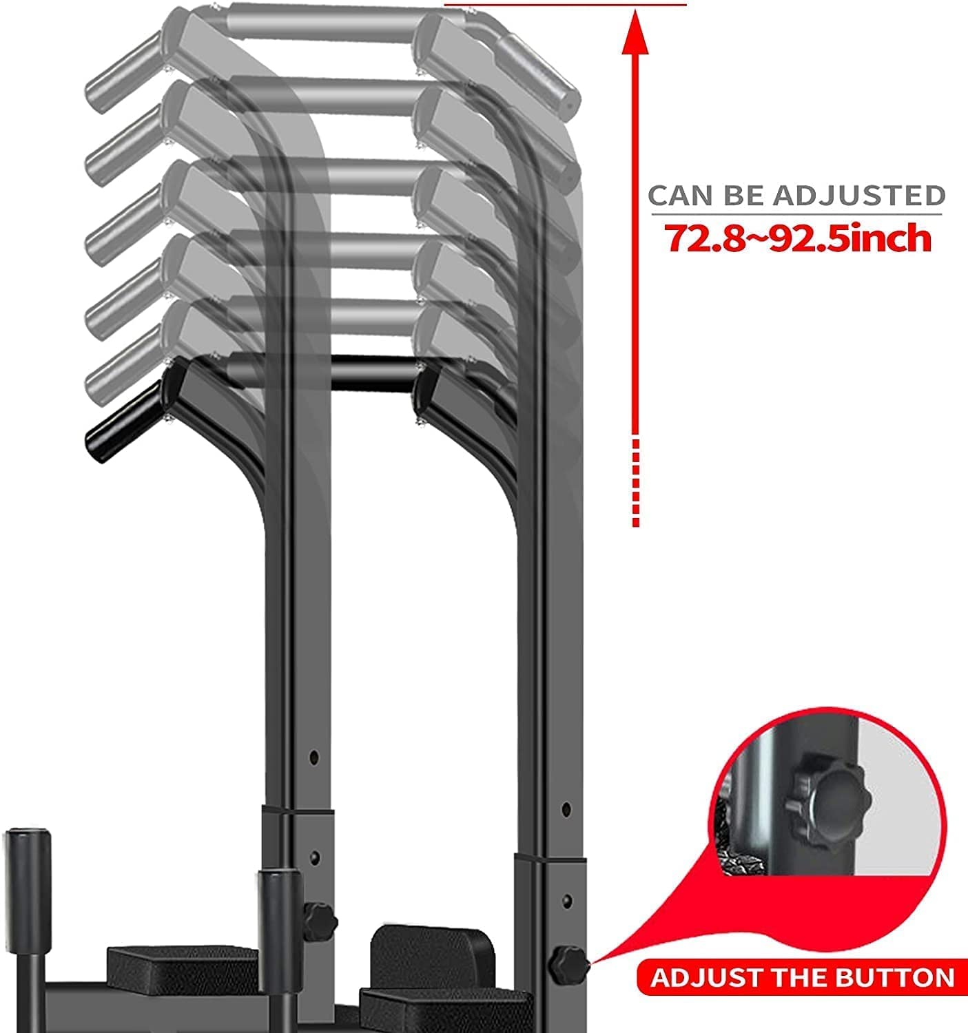 Power Tower Adjustable Height Pull Up & Dip Station Multi-Function Home Strength Training Fitness Workout Station for Home Gym